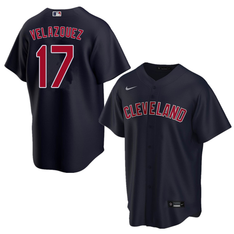 Nike Men #17 Andrew Velazquez Cleveland Indians Baseball Jerseys Sale-Navy